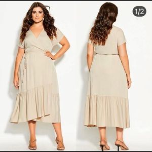 Cream Color Cap Sleeve Wrap Dress 2XL 18